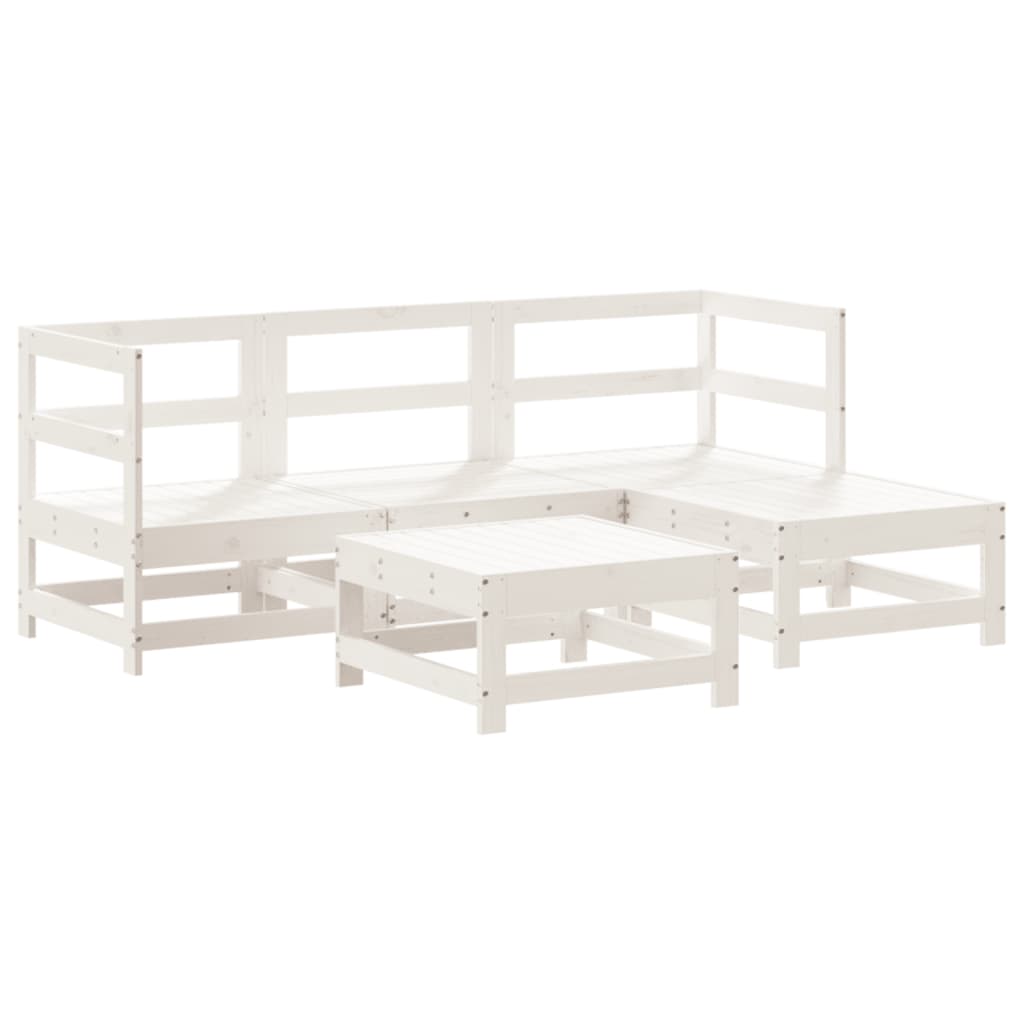 5-delige Loungeset massief grenenhout wit is nu te koop bij PeponiXL, paradijselijk wonen!
