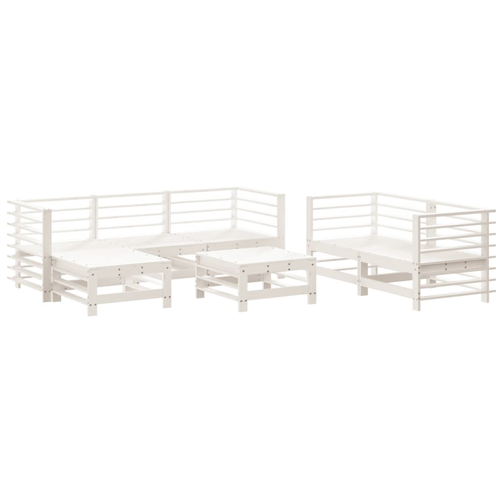 7-delige Loungeset massief grenenhout wit is nu te koop bij PeponiXL, paradijselijk wonen!