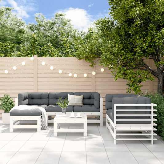 7-delige Loungeset massief grenenhout wit is nu te koop bij PeponiXL, paradijselijk wonen!