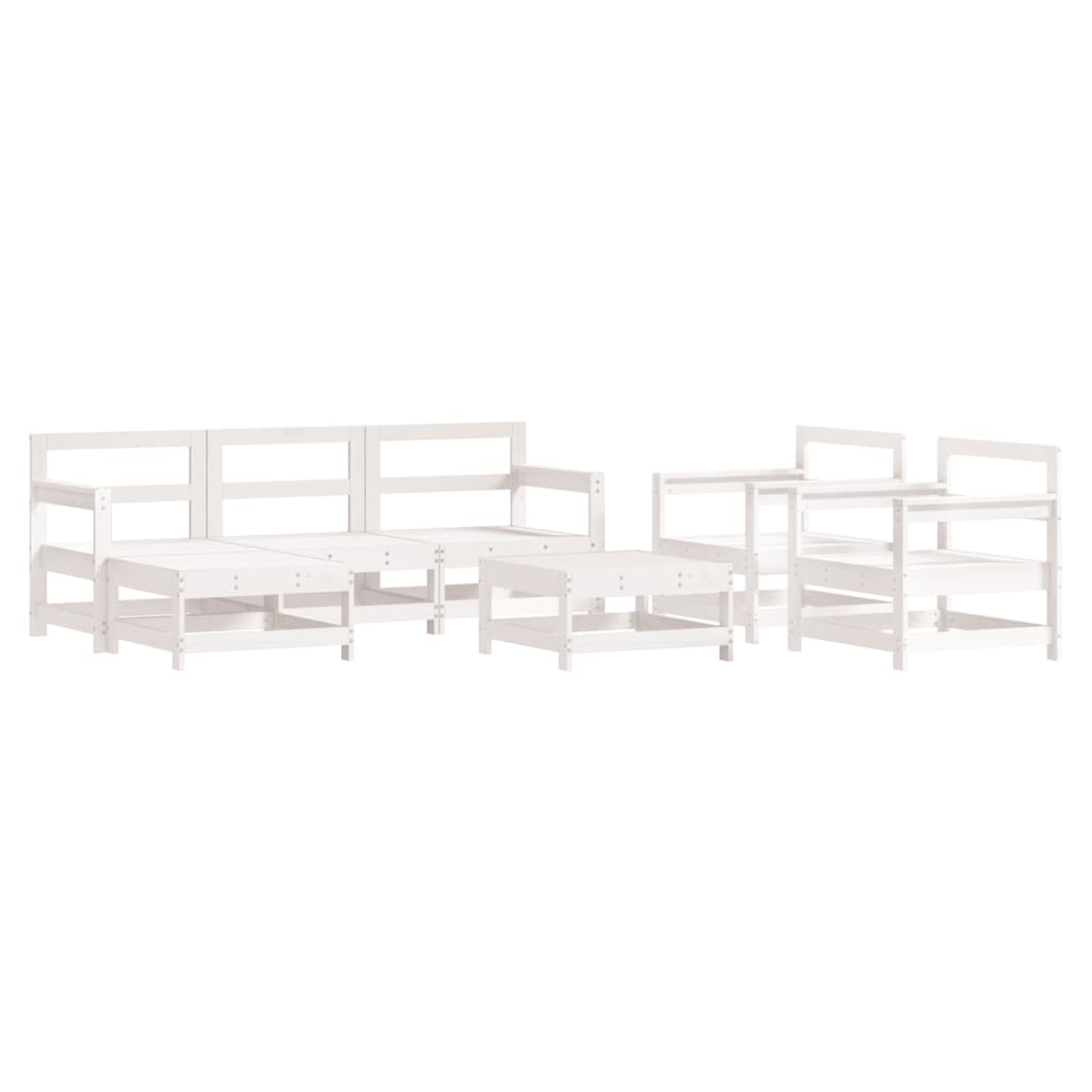7-delige Loungeset massief grenenhout wit is nu te koop bij PeponiXL, paradijselijk wonen!