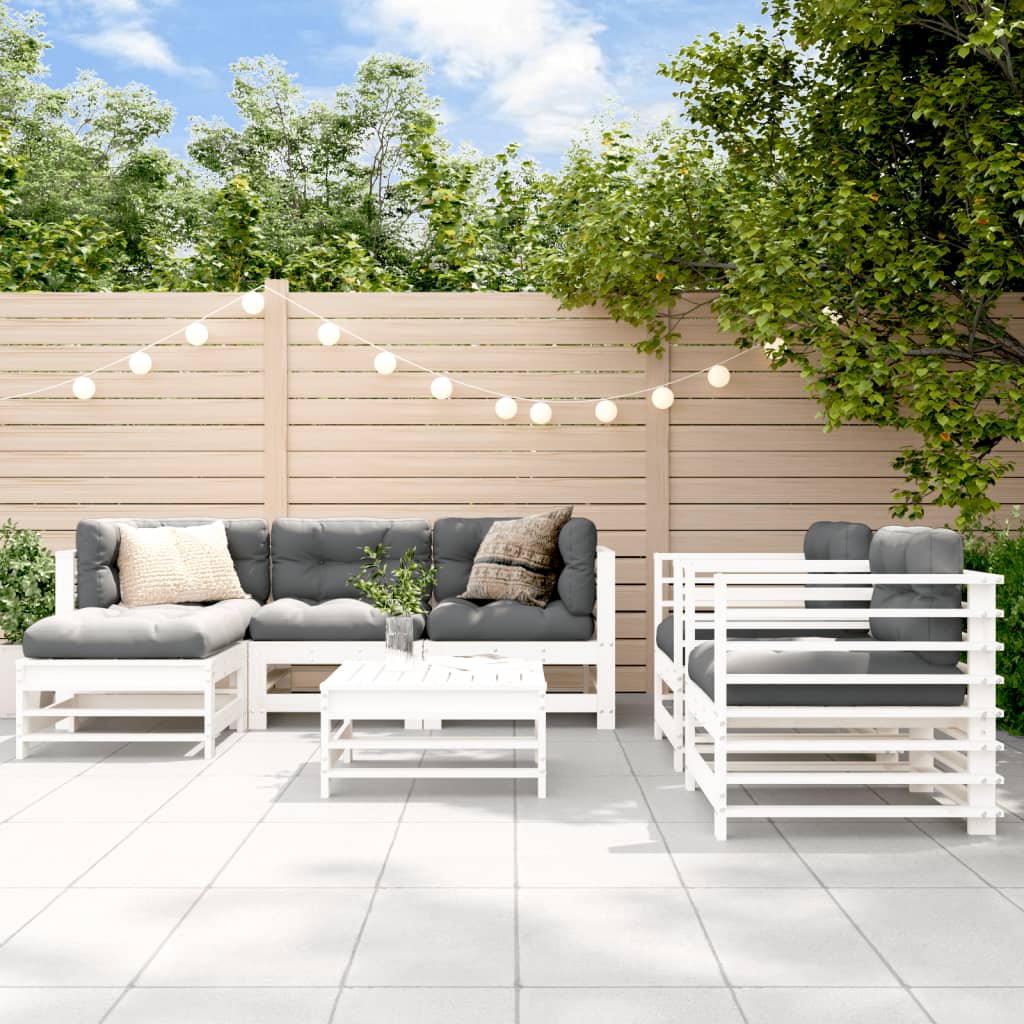 7-delige Loungeset massief grenenhout wit is nu te koop bij PeponiXL, paradijselijk wonen!