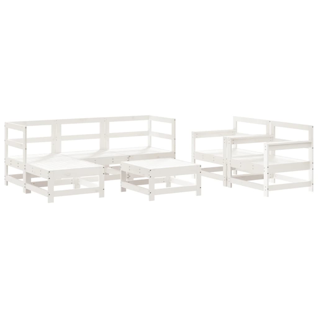 7-delige Loungeset massief grenenhout wit is nu te koop bij PeponiXL, paradijselijk wonen!