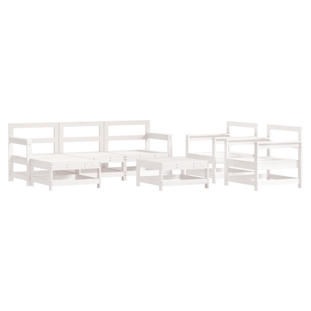 7-delige Loungeset massief grenenhout wit is nu te koop bij PeponiXL, paradijselijk wonen!