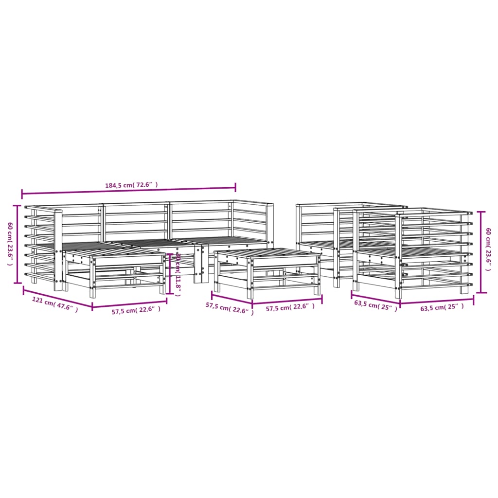 7-delige Loungeset geïmpregneerd grenenhout is nu te koop bij PeponiXL, paradijselijk wonen!