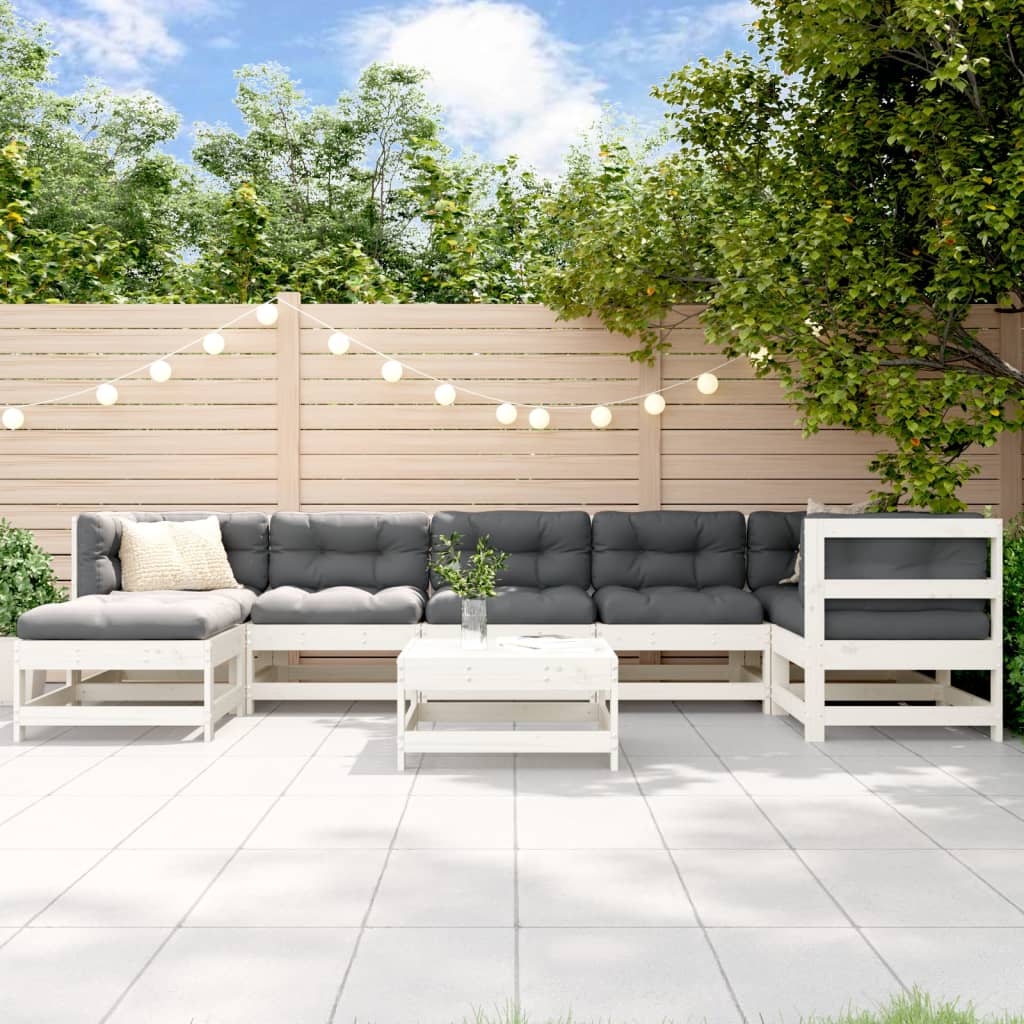 8-delige Loungeset massief grenenhout wit is nu te koop bij PeponiXL, paradijselijk wonen!