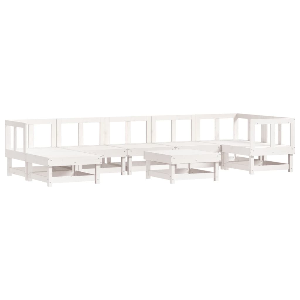 8-delige Loungeset massief grenenhout wit is nu te koop bij PeponiXL, paradijselijk wonen!