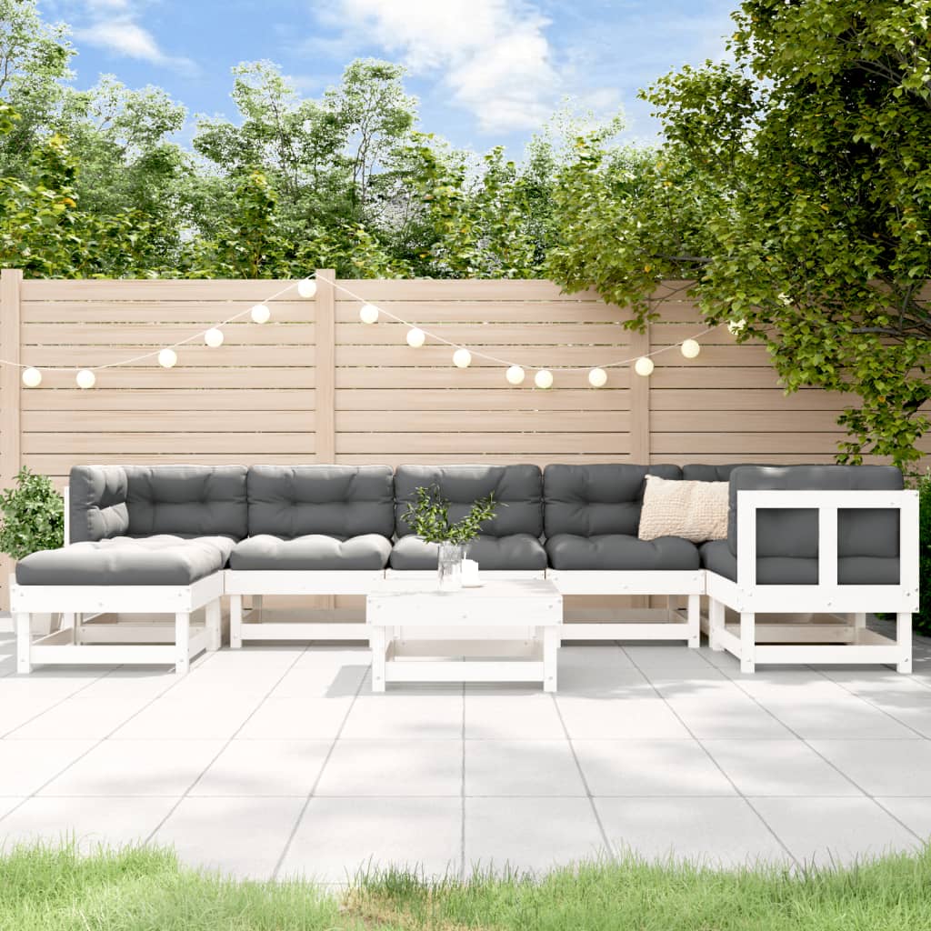 8-delige Loungeset massief grenenhout wit is nu te koop bij PeponiXL, paradijselijk wonen!