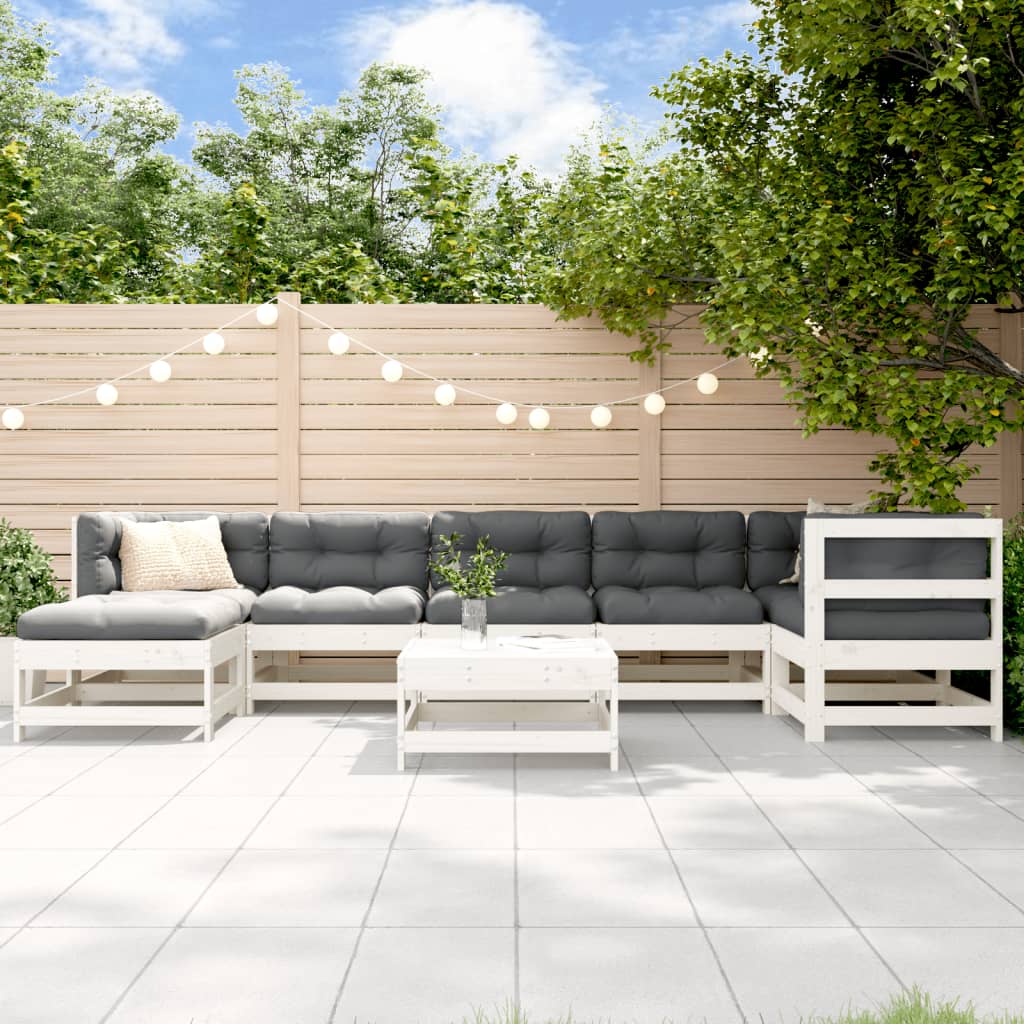 8-delige Loungeset massief grenenhout wit is nu te koop bij PeponiXL, paradijselijk wonen!