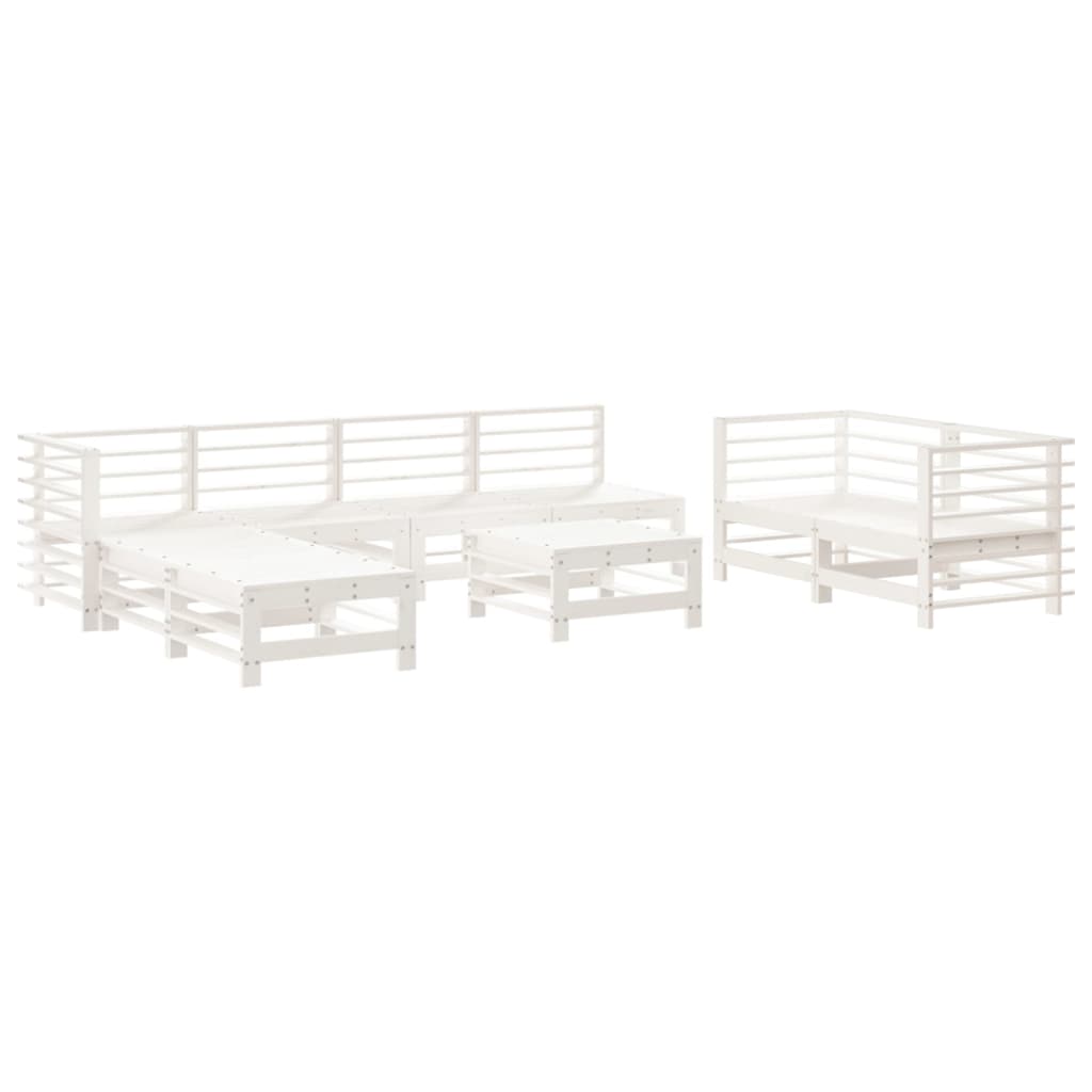 9-delige Loungeset massief grenenhout wit is nu te koop bij PeponiXL, paradijselijk wonen!