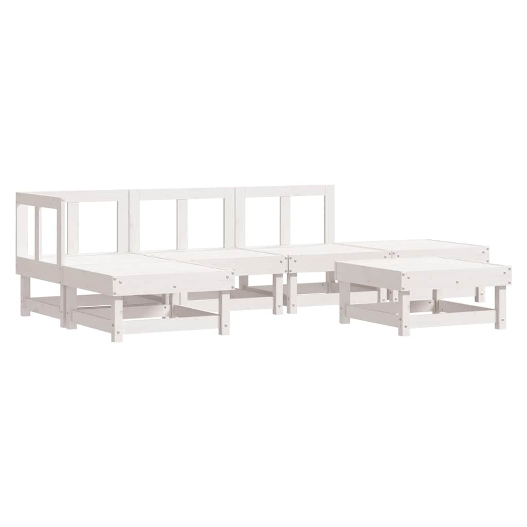 6-delige Loungeset massief grenenhout wit is nu te koop bij PeponiXL, paradijselijk wonen!