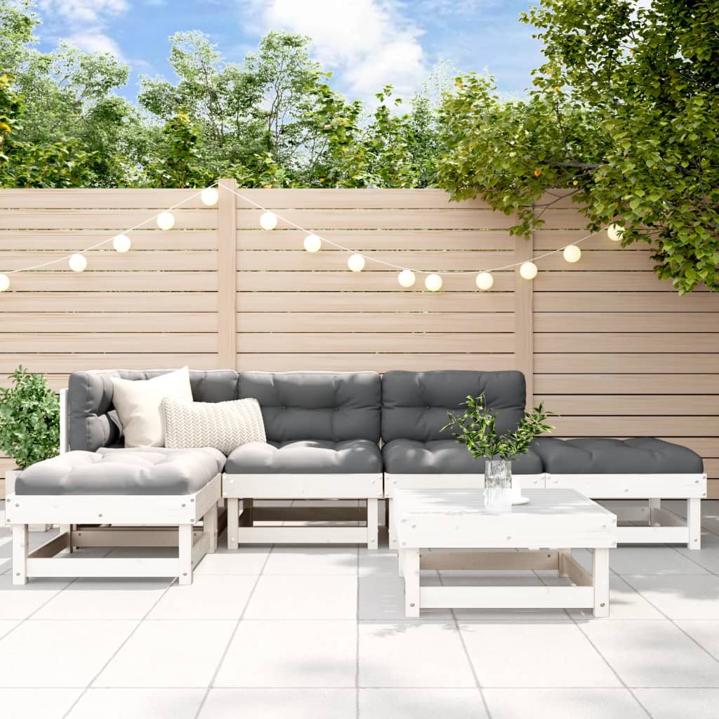 6-delige Loungeset massief grenenhout wit is nu te koop bij PeponiXL, paradijselijk wonen!