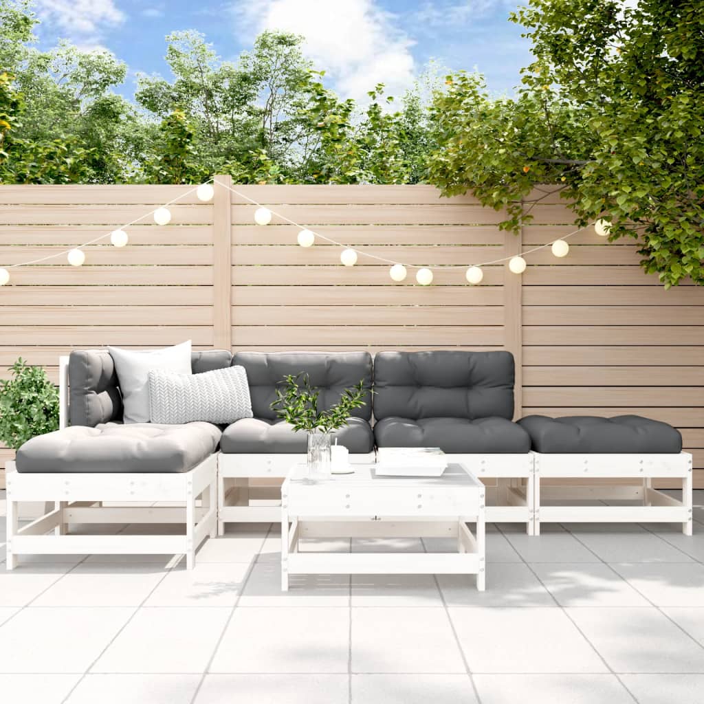 6-delige Loungeset massief grenenhout wit is nu te koop bij PeponiXL, paradijselijk wonen!