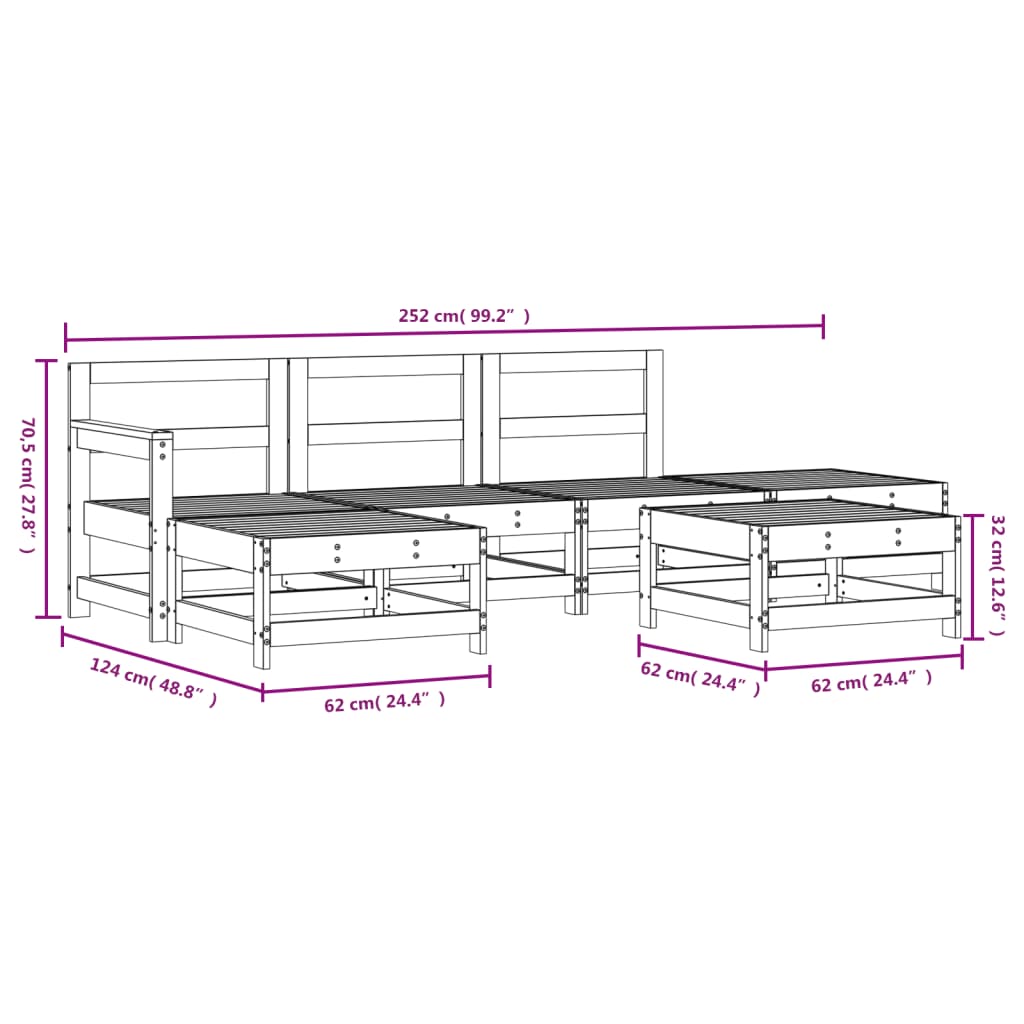 6-delige Loungeset massief grenenhout is nu te koop bij PeponiXL, paradijselijk wonen!