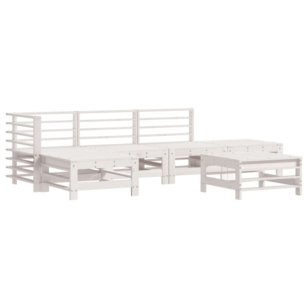 6-delige Loungeset massief grenenhout wit is nu te koop bij PeponiXL, paradijselijk wonen!