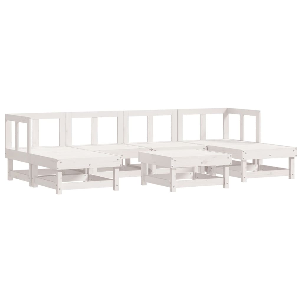 7-delige Loungeset massief grenenhout wit is nu te koop bij PeponiXL, paradijselijk wonen!