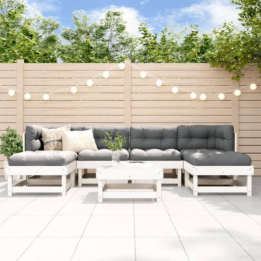7-delige Loungeset massief grenenhout wit is nu te koop bij PeponiXL, paradijselijk wonen!