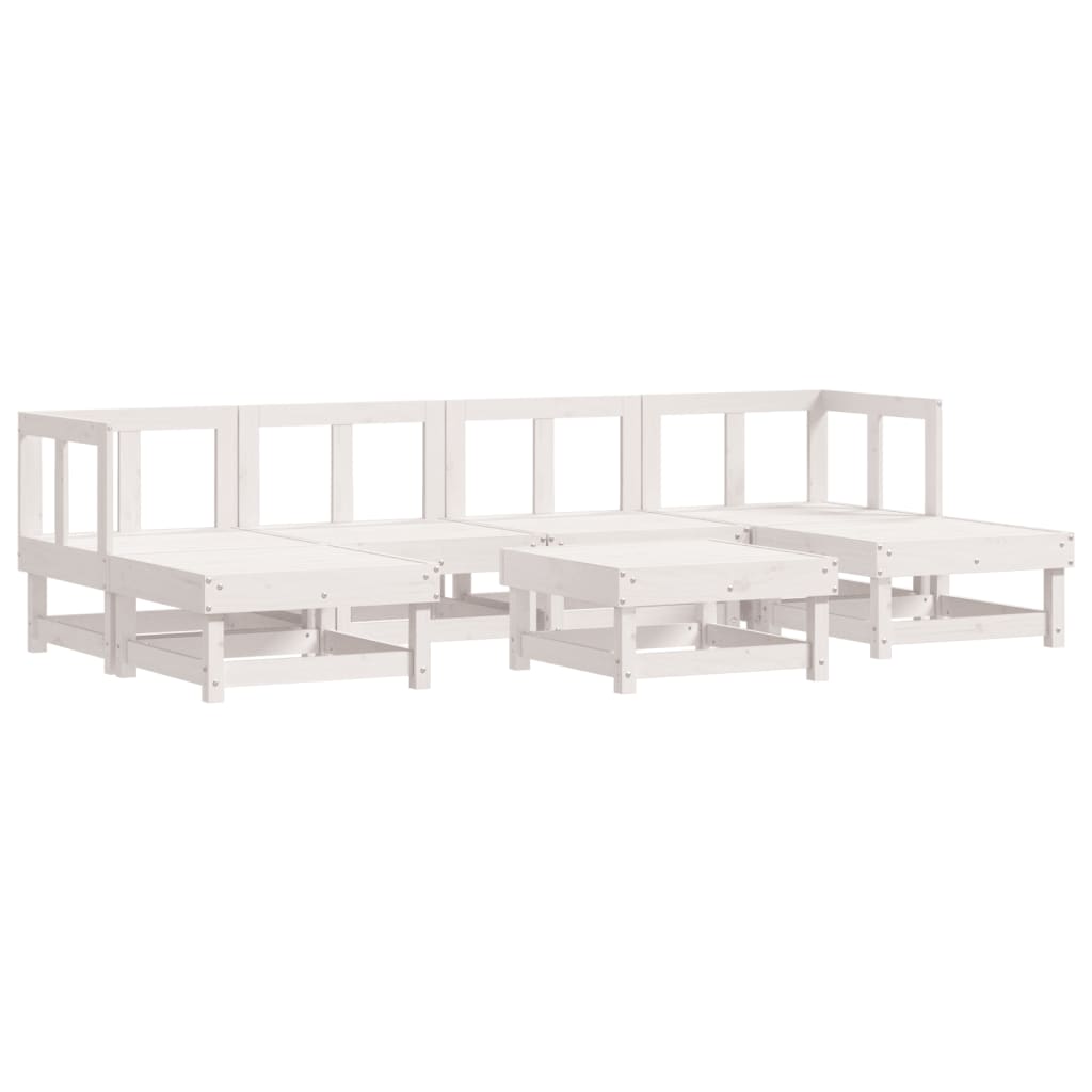 7-delige Loungeset massief grenenhout wit is nu te koop bij PeponiXL, paradijselijk wonen!