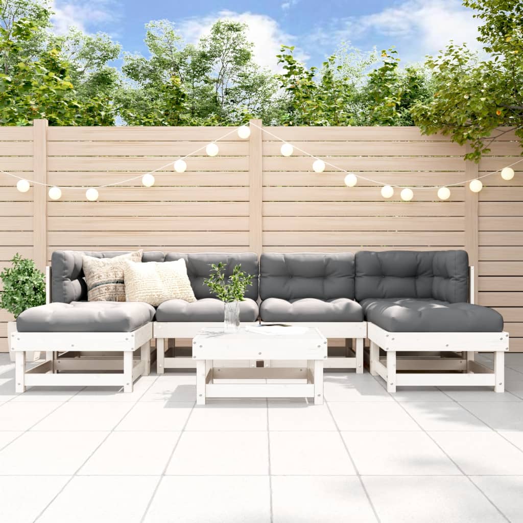 7-delige Loungeset massief grenenhout wit is nu te koop bij PeponiXL, paradijselijk wonen!