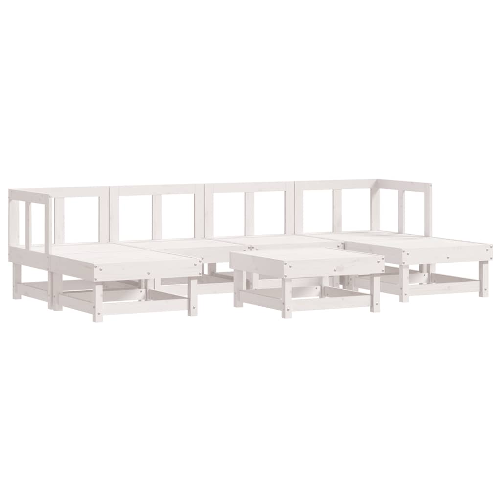 7-delige Loungeset massief grenenhout wit is nu te koop bij PeponiXL, paradijselijk wonen!