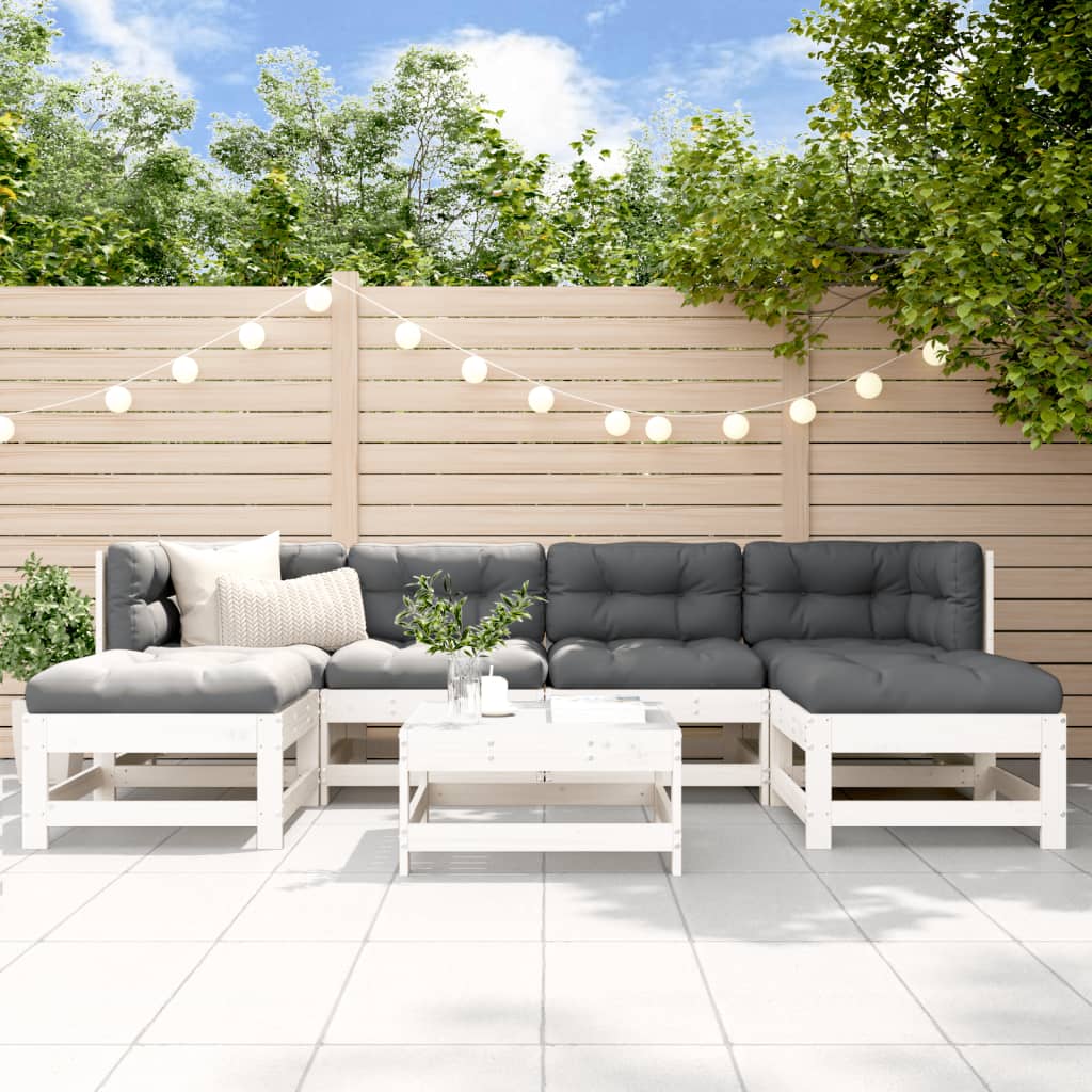 7-delige Loungeset massief grenenhout wit is nu te koop bij PeponiXL, paradijselijk wonen!