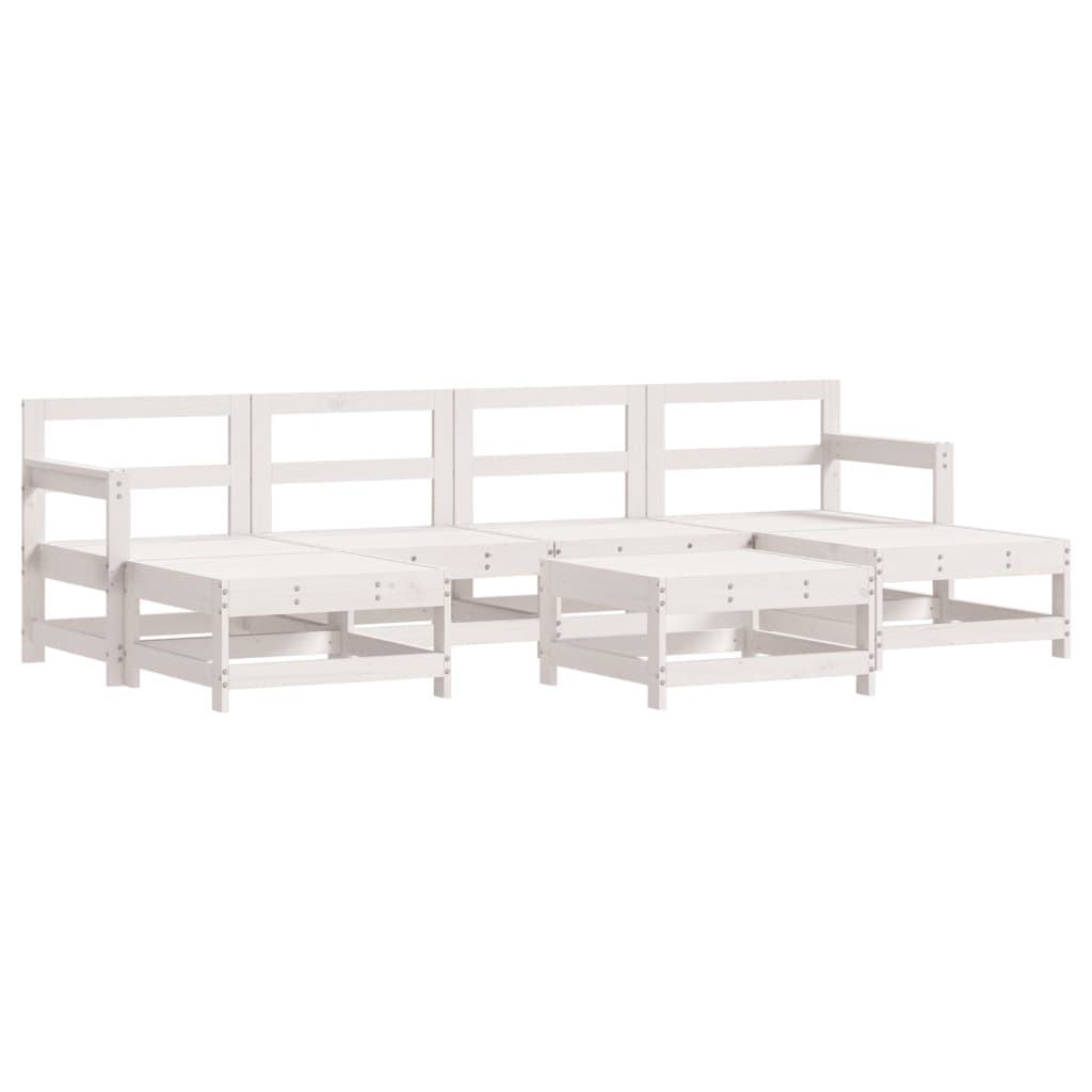 7-delige Loungeset massief grenenhout wit is nu te koop bij PeponiXL, paradijselijk wonen!
