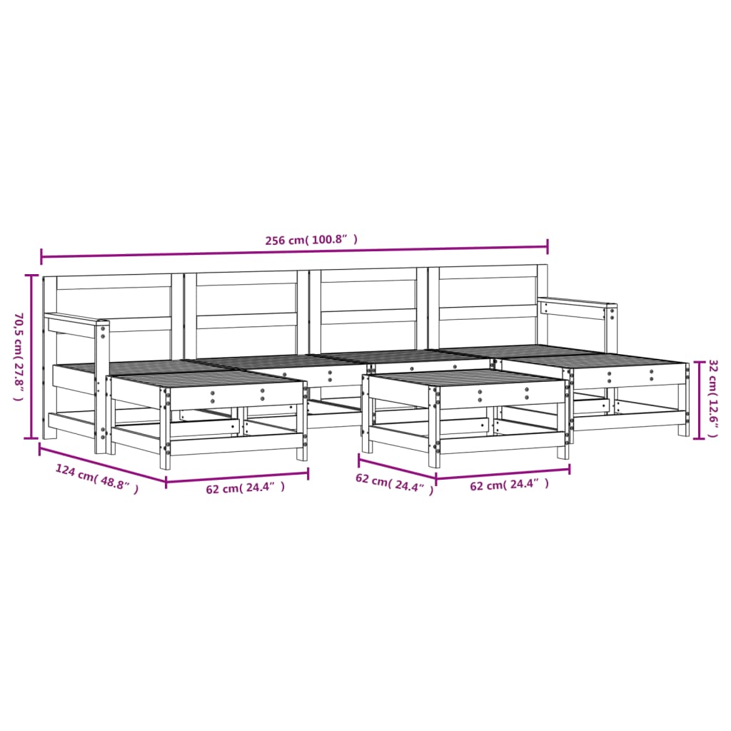 7-delige Loungeset massief grenenhout wit is nu te koop bij PeponiXL, paradijselijk wonen!