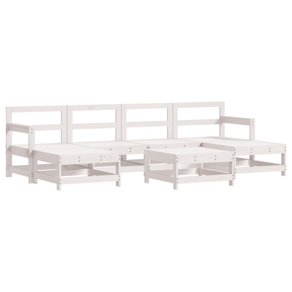 7-delige Loungeset massief grenenhout wit is nu te koop bij PeponiXL, paradijselijk wonen!