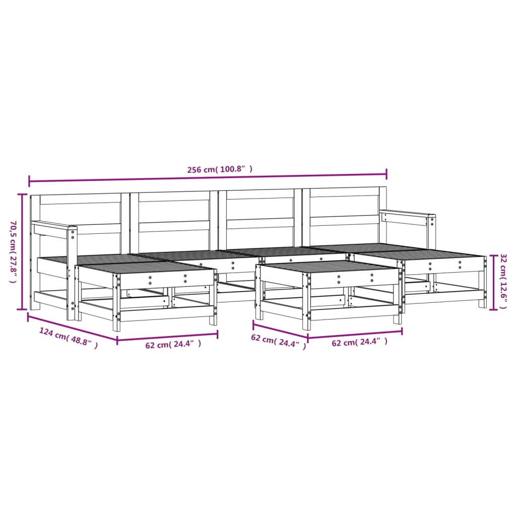7-delige Loungeset massief grenenhout wit is nu te koop bij PeponiXL, paradijselijk wonen!