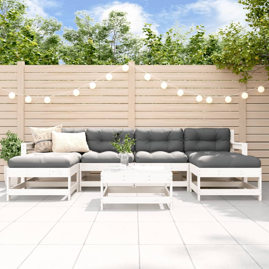 7-delige Loungeset massief grenenhout wit is nu te koop bij PeponiXL, paradijselijk wonen!