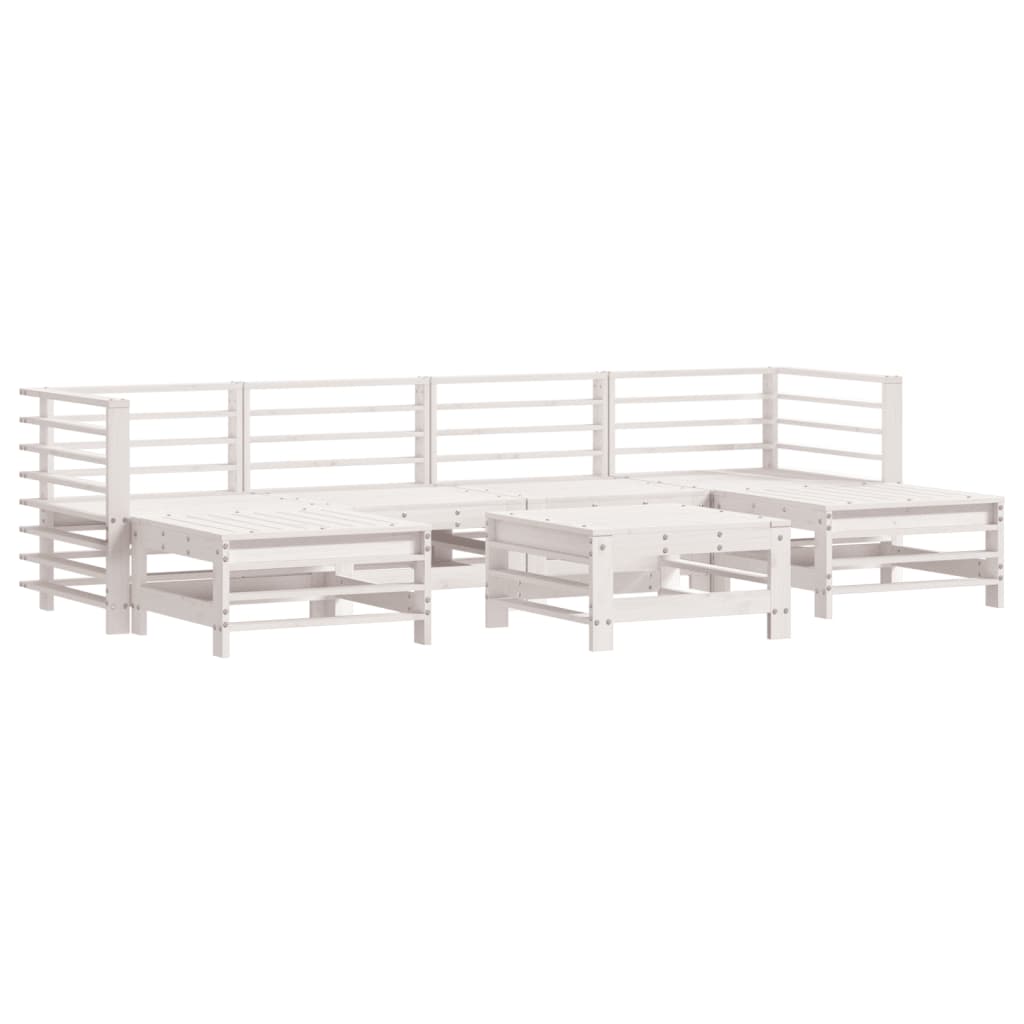 7-delige Loungeset massief grenenhout wit is nu te koop bij PeponiXL, paradijselijk wonen!