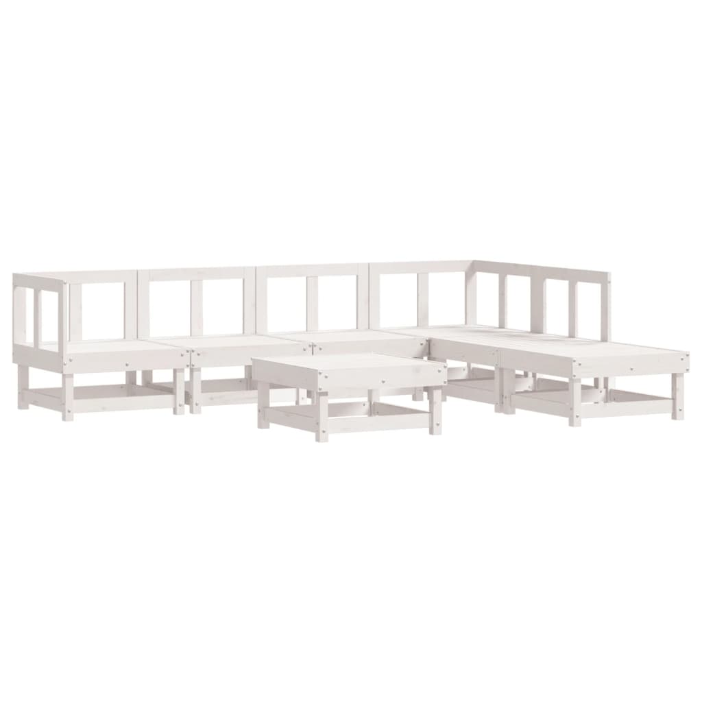 7-delige Loungeset massief grenenhout wit is nu te koop bij PeponiXL, paradijselijk wonen!