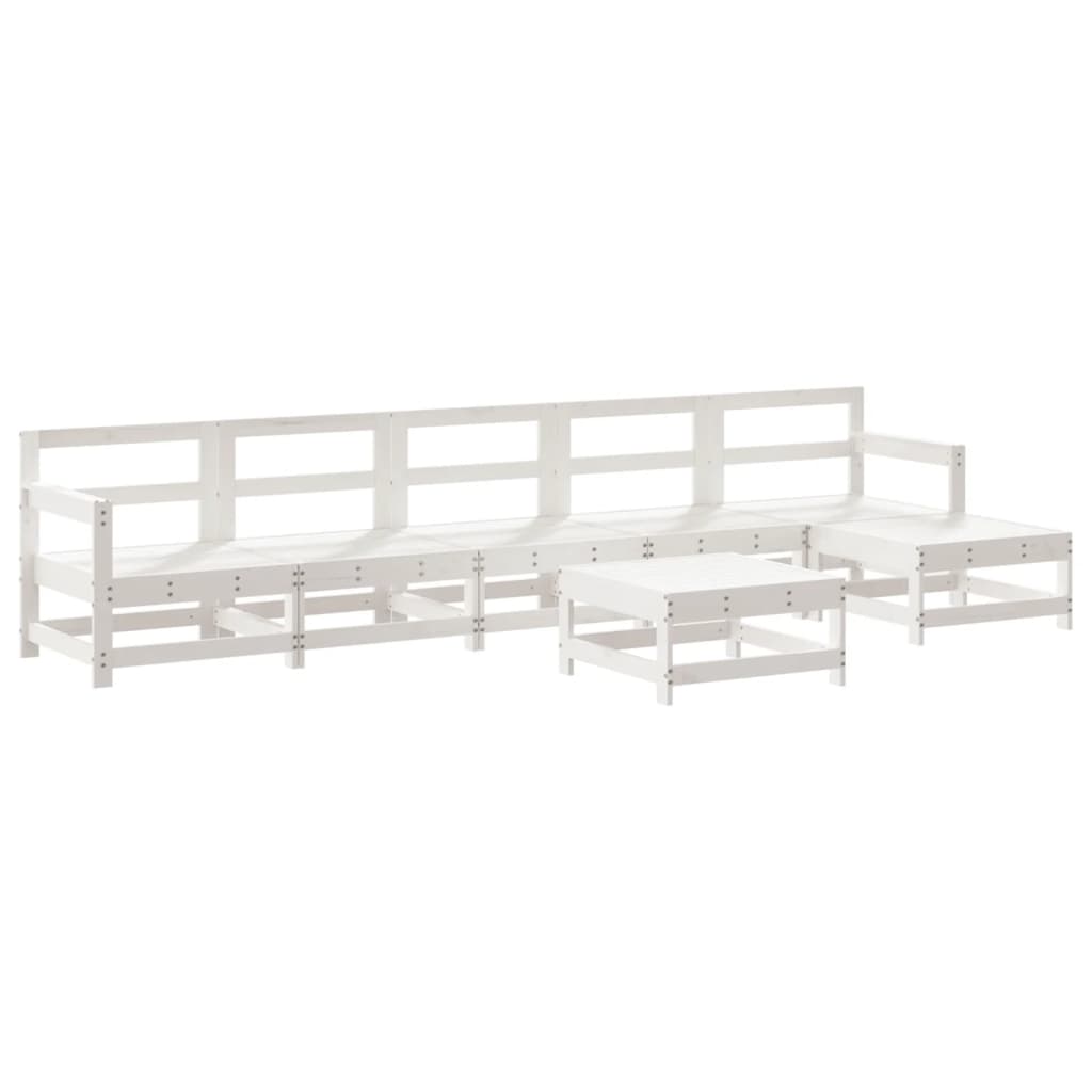 7-delige Loungeset massief grenenhout wit is nu te koop bij PeponiXL, paradijselijk wonen!