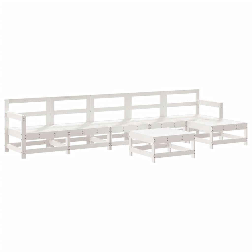 7-delige Loungeset massief grenenhout wit is nu te koop bij PeponiXL, paradijselijk wonen!