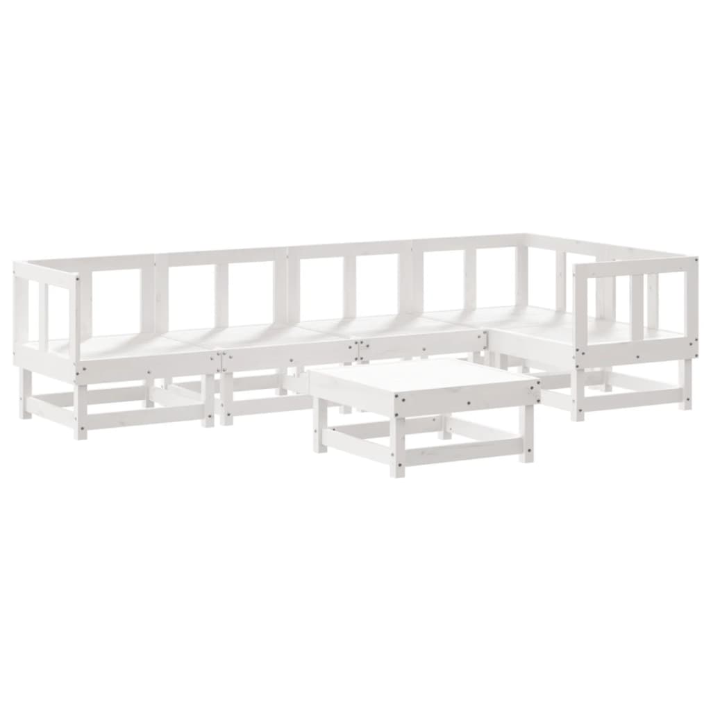 6-delige Loungeset massief grenenhout wit is nu te koop bij PeponiXL, paradijselijk wonen!