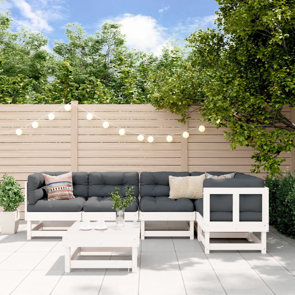 6-delige Loungeset massief grenenhout wit is nu te koop bij PeponiXL, paradijselijk wonen!