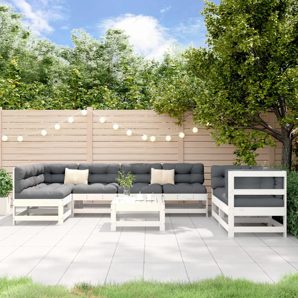 8-delige Loungeset massief grenenhout wit is nu te koop bij PeponiXL, paradijselijk wonen!