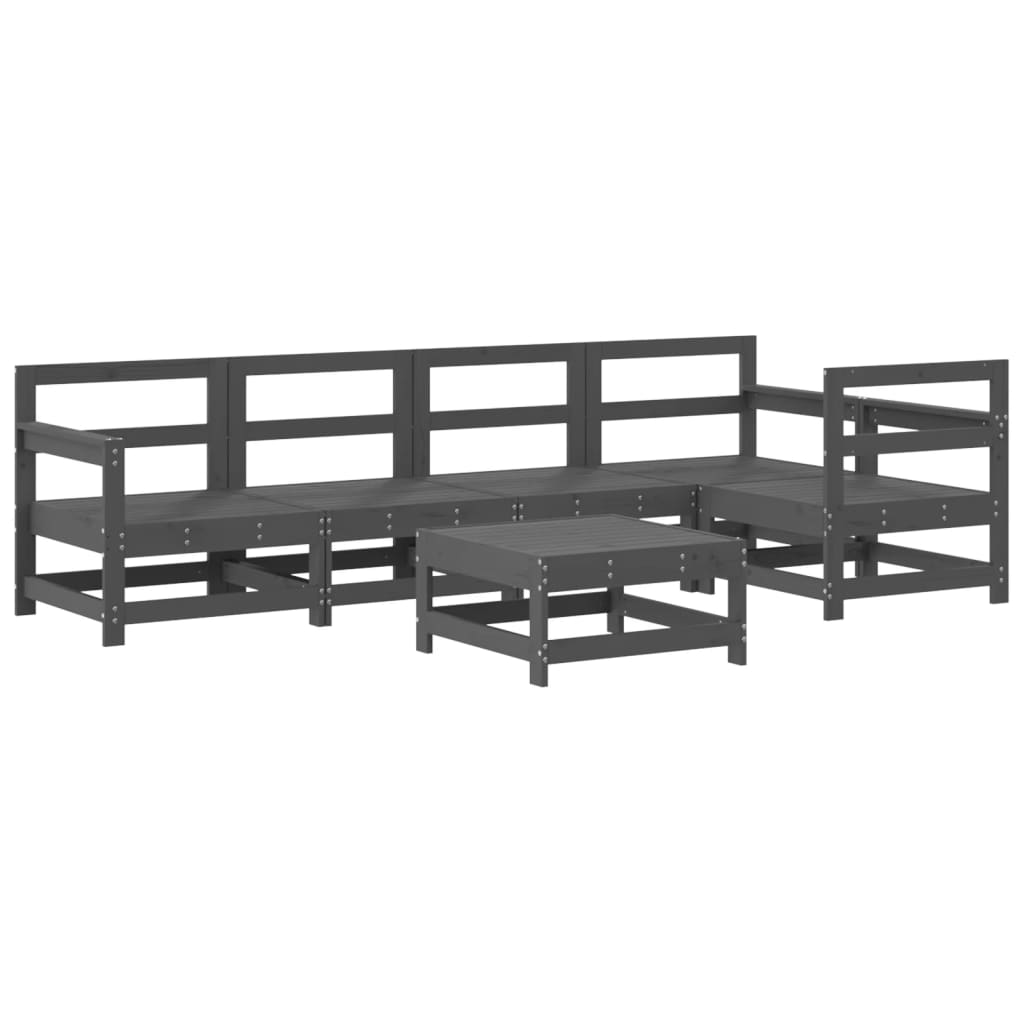 6-delige Loungeset massief grenenhout grijs is nu te koop bij PeponiXL, paradijselijk wonen!