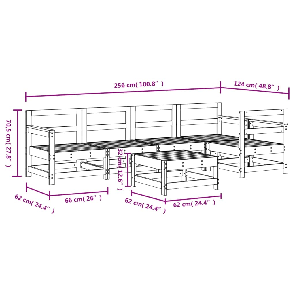 6-delige Loungeset massief grenenhout grijs is nu te koop bij PeponiXL, paradijselijk wonen!