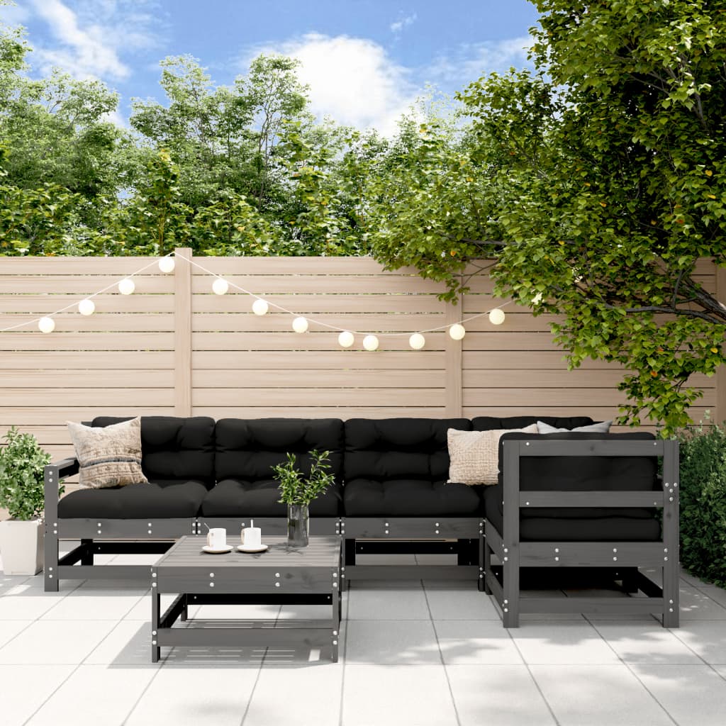 6-delige Loungeset massief grenenhout grijs is nu te koop bij PeponiXL, paradijselijk wonen!