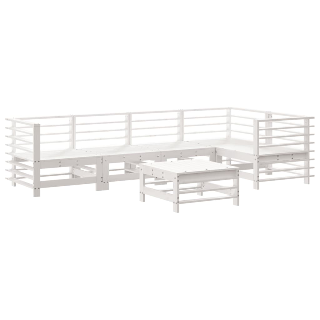 6-delige Loungeset massief grenenhout wit is nu te koop bij PeponiXL, paradijselijk wonen!
