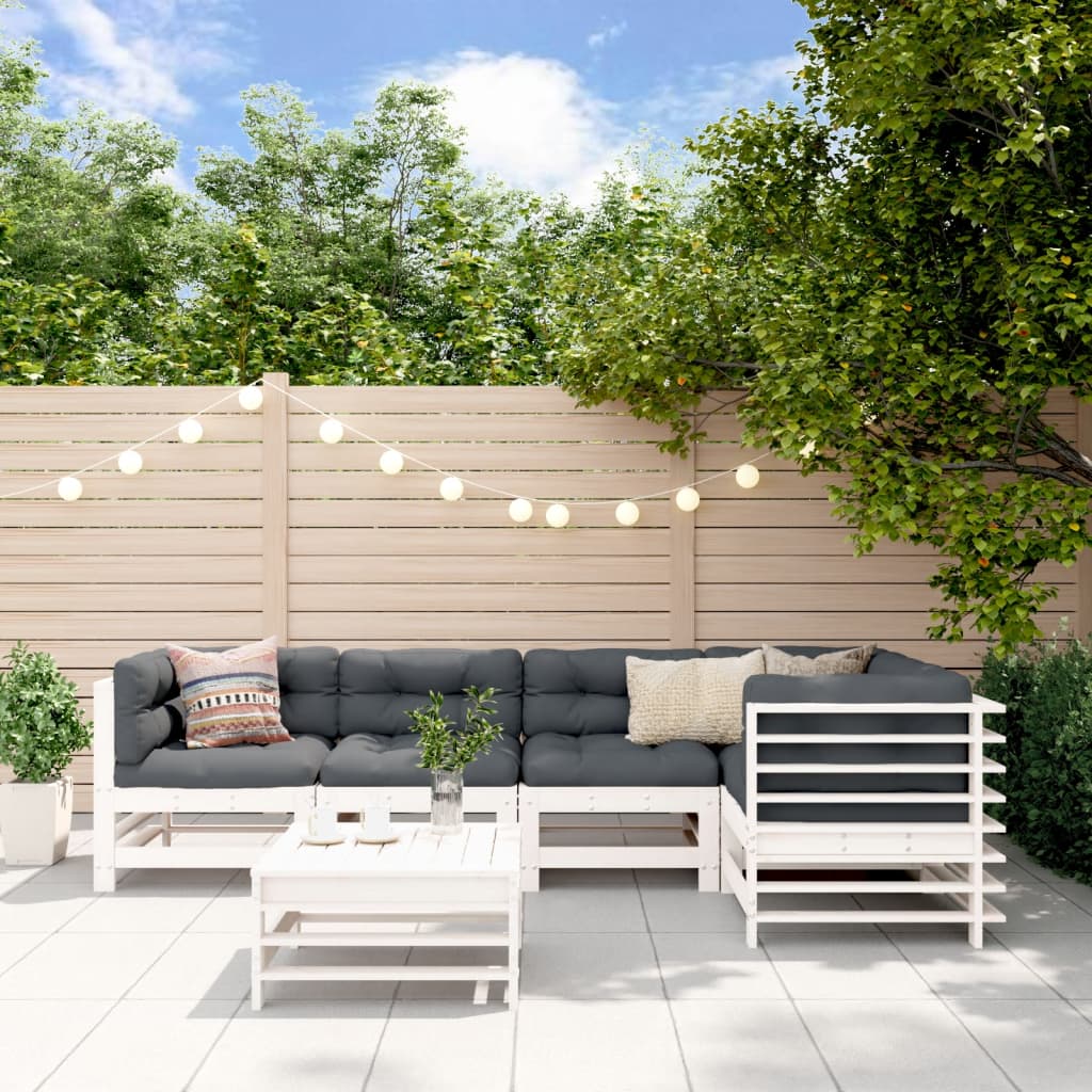 6-delige Loungeset massief grenenhout wit is nu te koop bij PeponiXL, paradijselijk wonen!