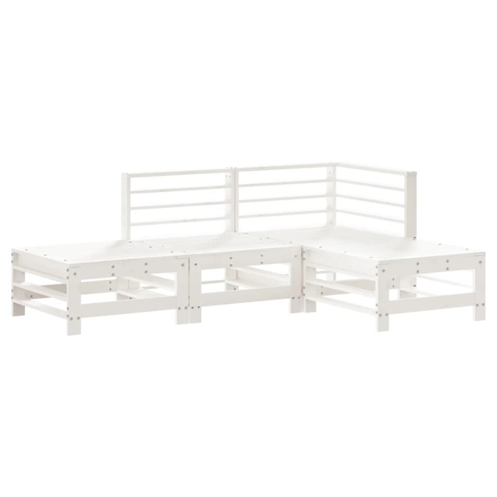 4-delige Loungeset massief grenenhout wit is nu te koop bij PeponiXL, paradijselijk wonen!