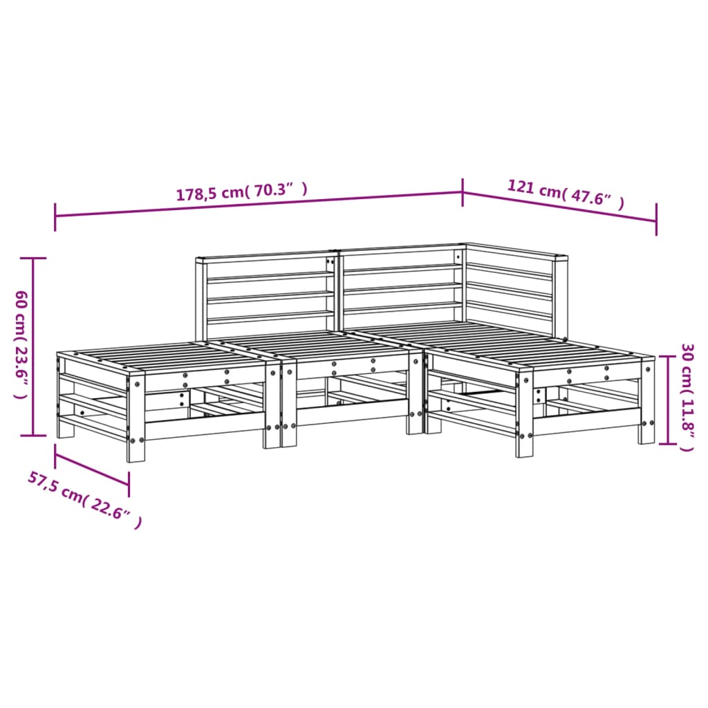 4-delige Loungeset massief grenenhout wit is nu te koop bij PeponiXL, paradijselijk wonen!