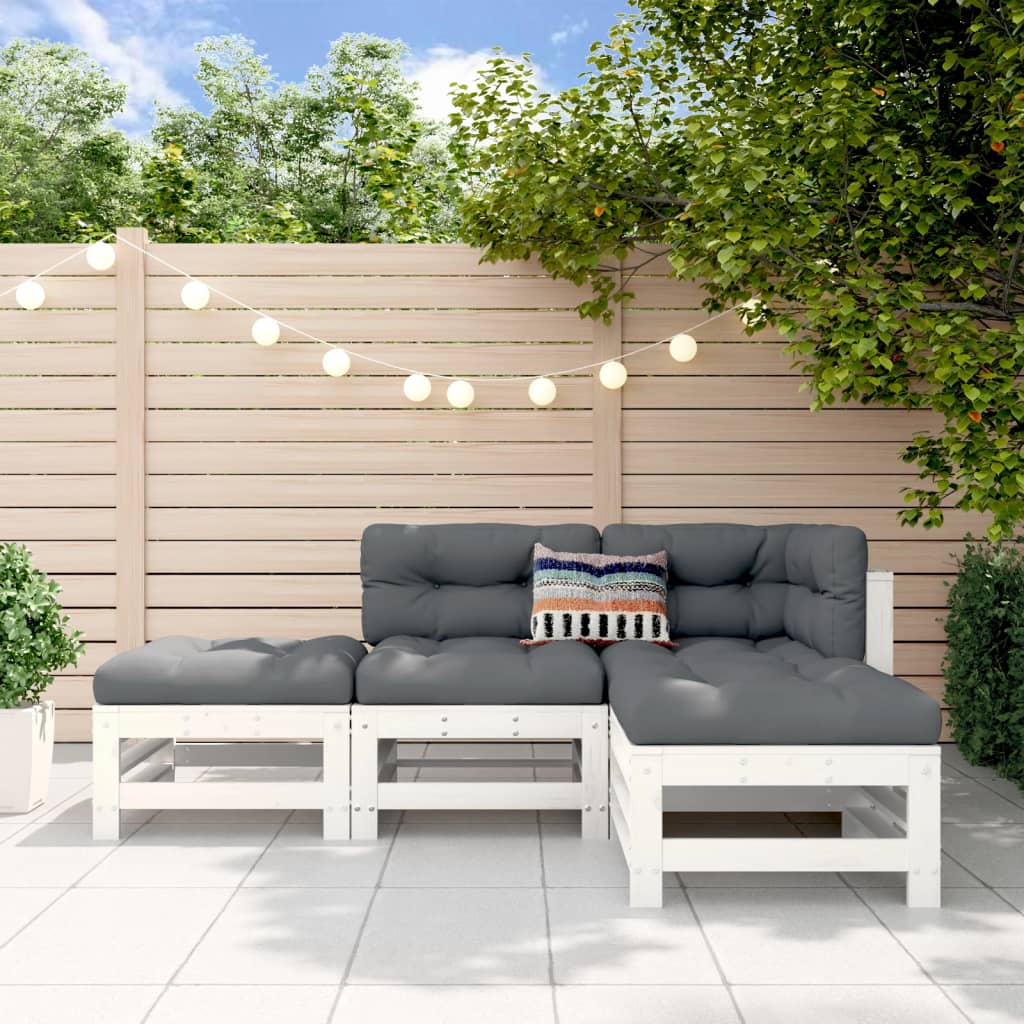 4-delige Loungeset massief grenenhout wit is nu te koop bij PeponiXL, paradijselijk wonen!