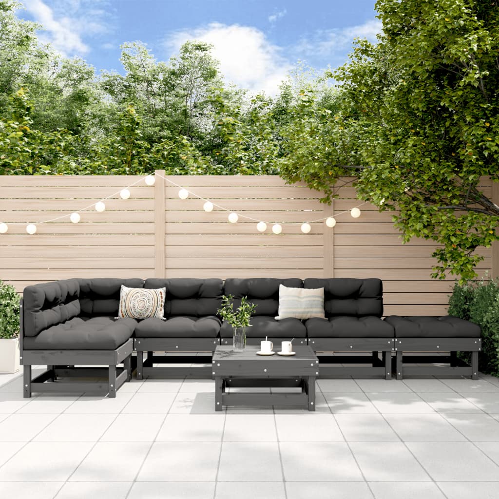 7-delige Loungeset massief grenenhout grijs is nu te koop bij PeponiXL, paradijselijk wonen!