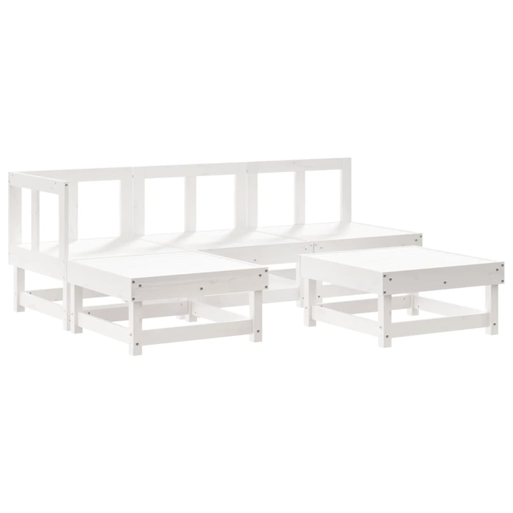 5-delige Loungeset massief grenenhout wit is nu te koop bij PeponiXL, paradijselijk wonen!