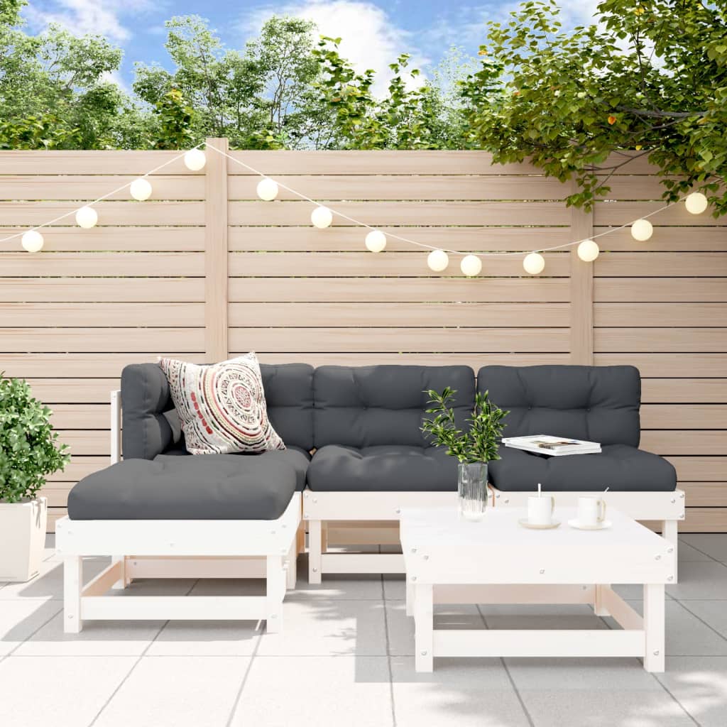 5-delige Loungeset massief grenenhout wit is nu te koop bij PeponiXL, paradijselijk wonen!