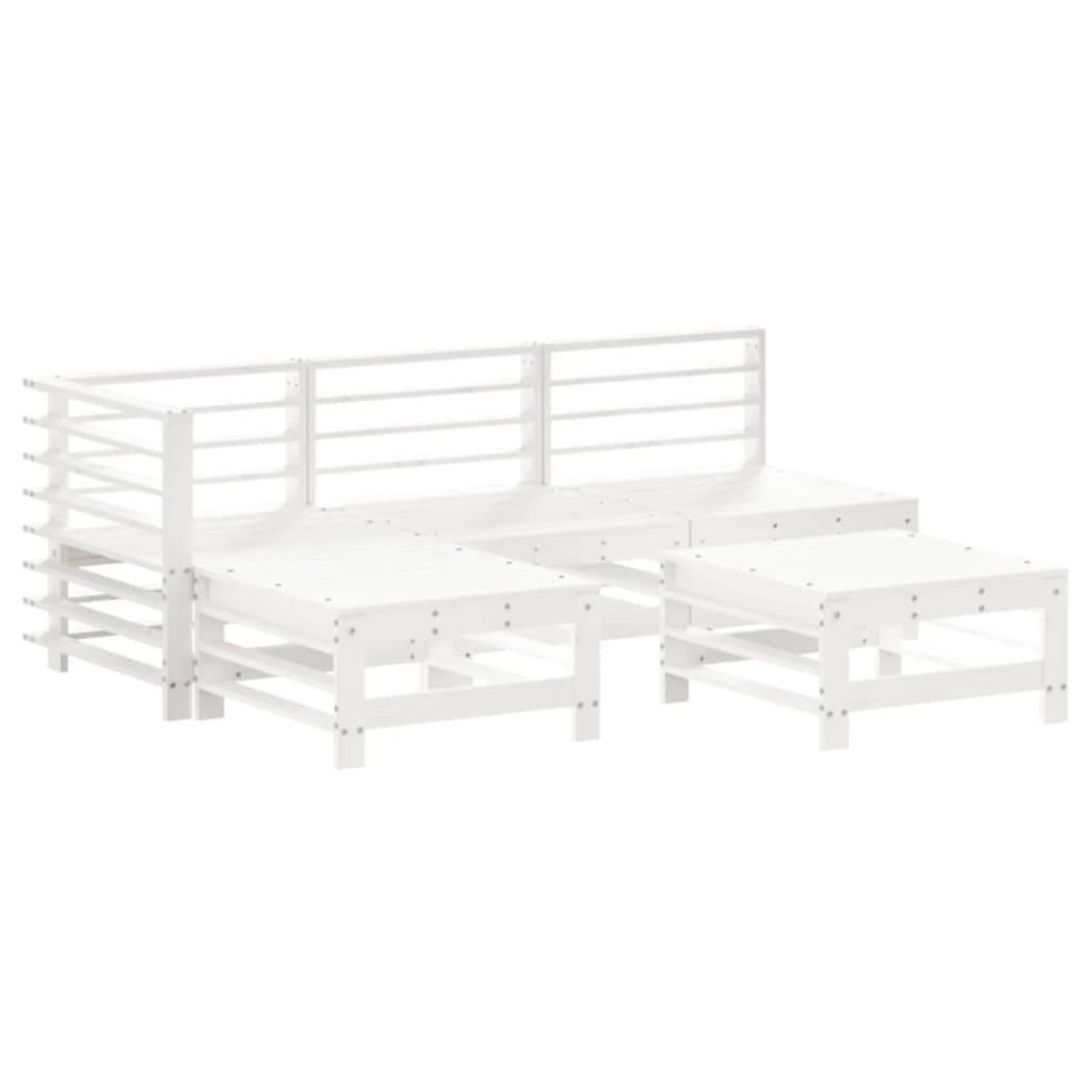 5-delige Loungeset massief grenenhout wit is nu te koop bij PeponiXL, paradijselijk wonen!