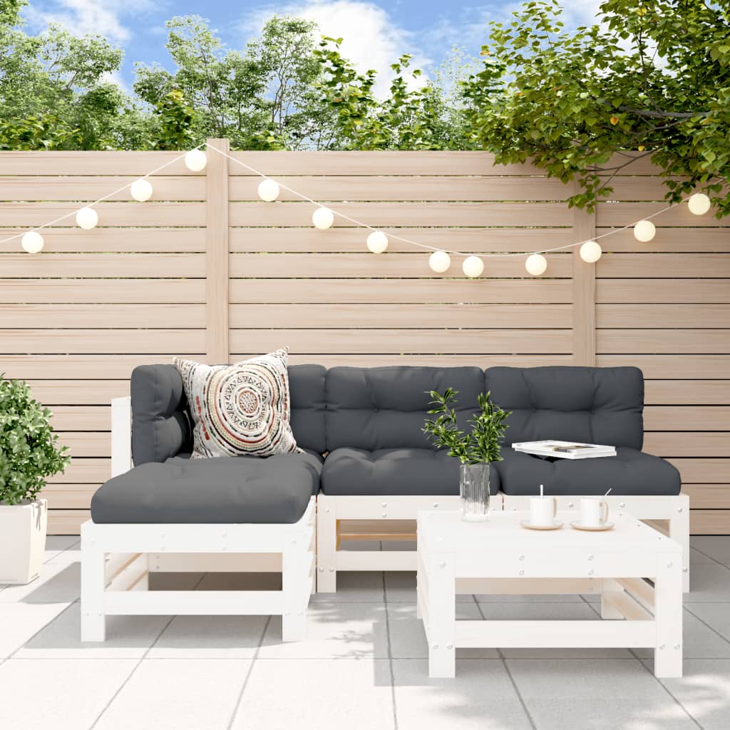 5-delige Loungeset massief grenenhout wit is nu te koop bij PeponiXL, paradijselijk wonen!