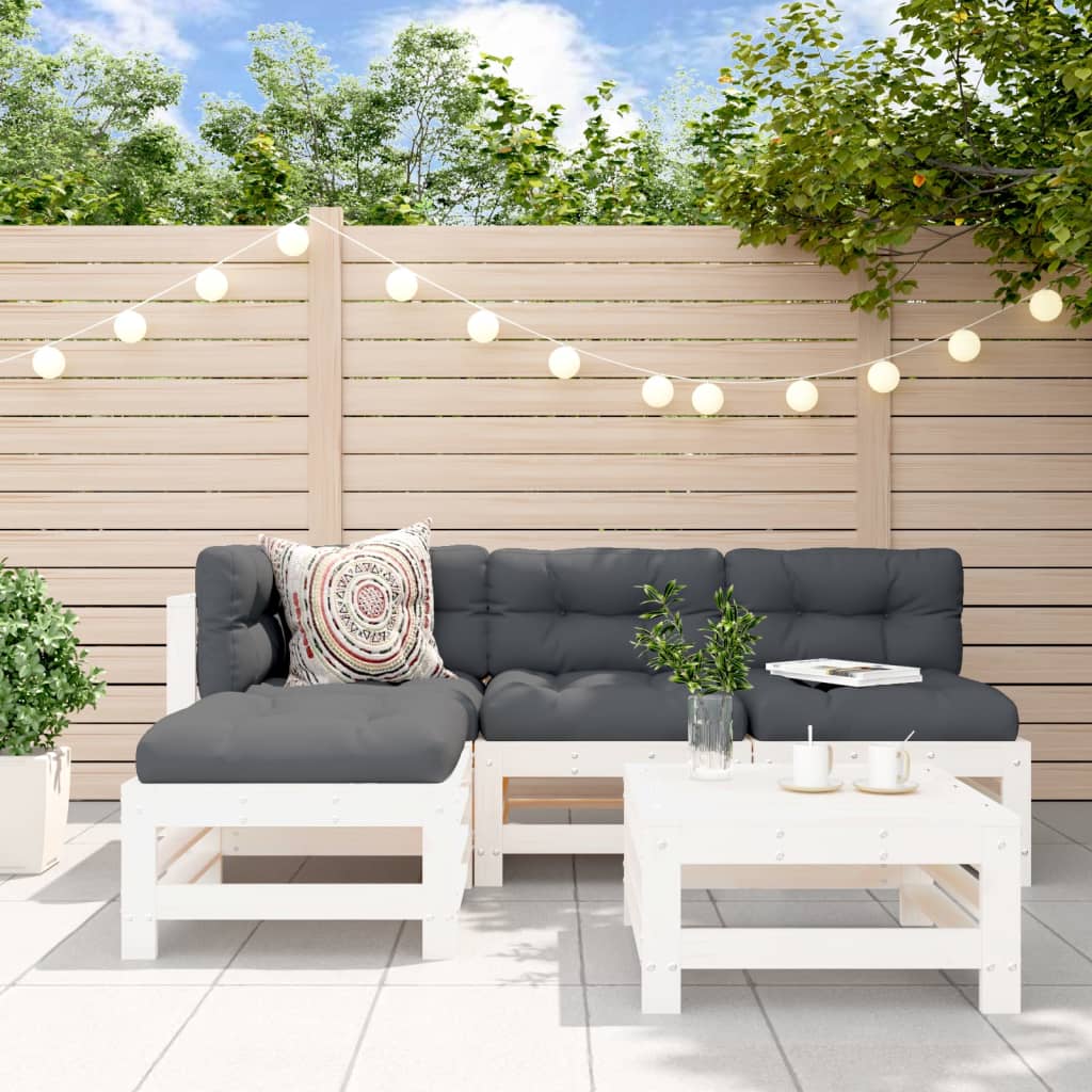 5-delige Loungeset massief grenenhout wit is nu te koop bij PeponiXL, paradijselijk wonen!